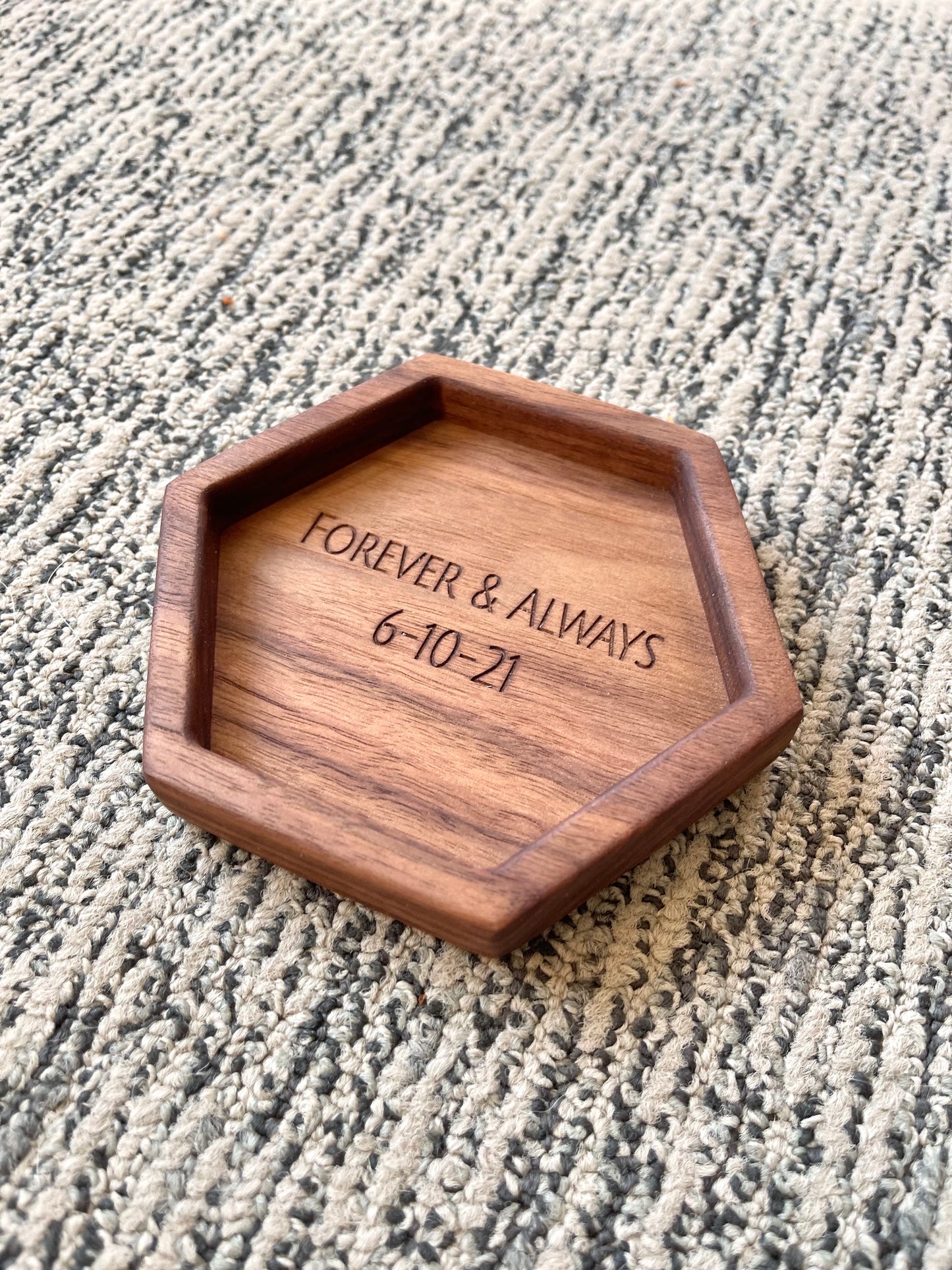 Personalized Hexagon Ring Tray