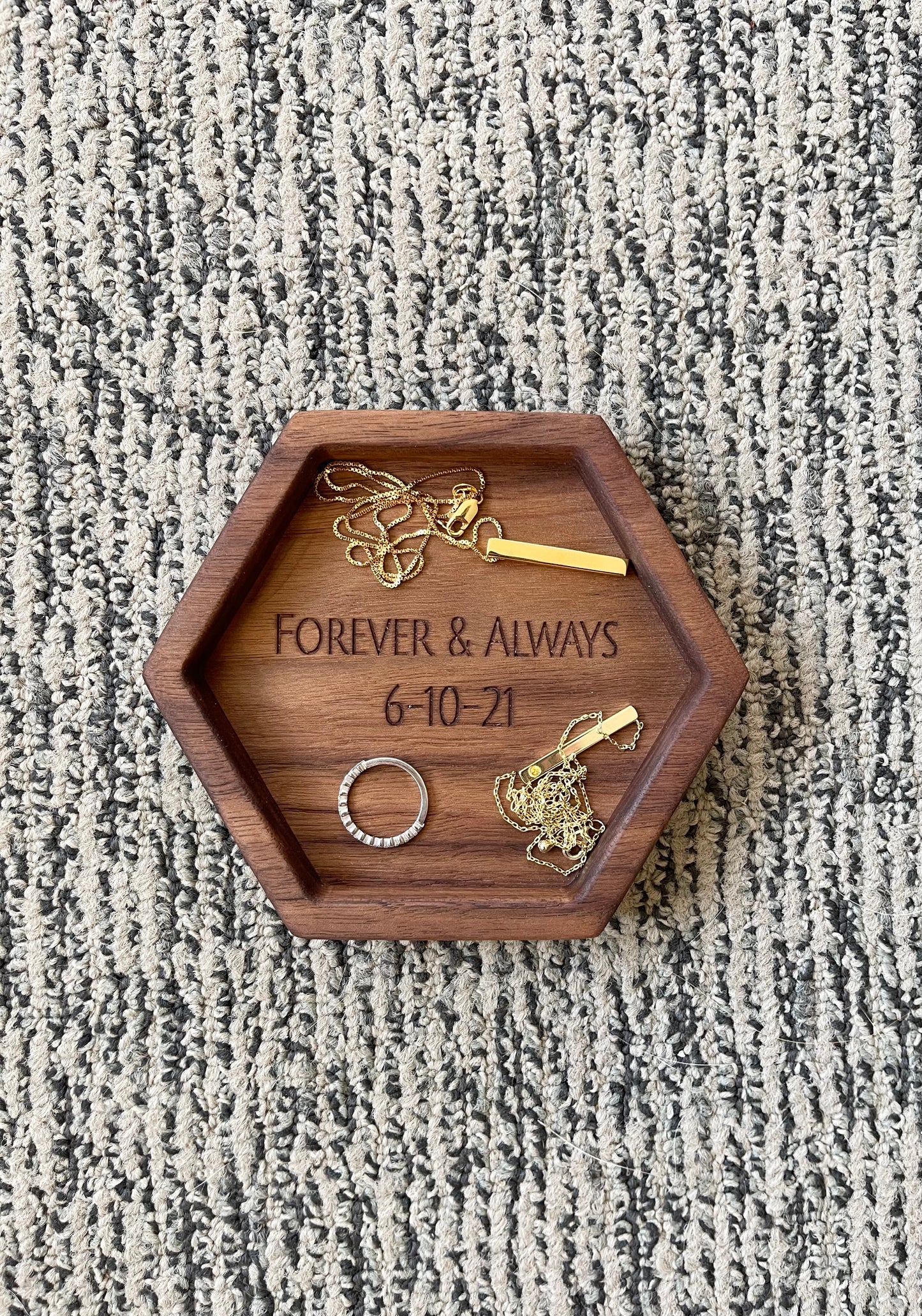 Personalized Hexagon Ring Tray