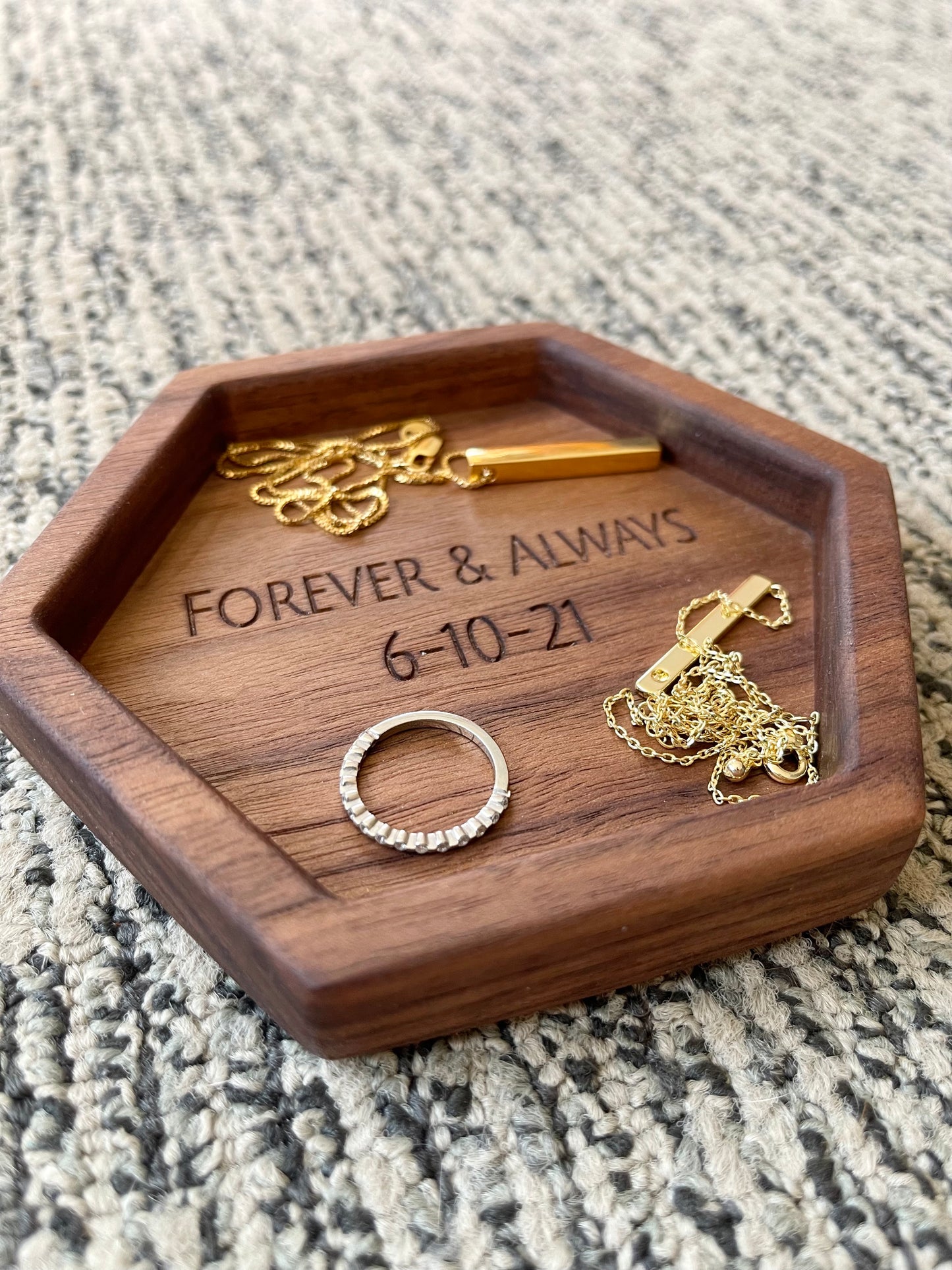 Personalized Hexagon Ring Tray