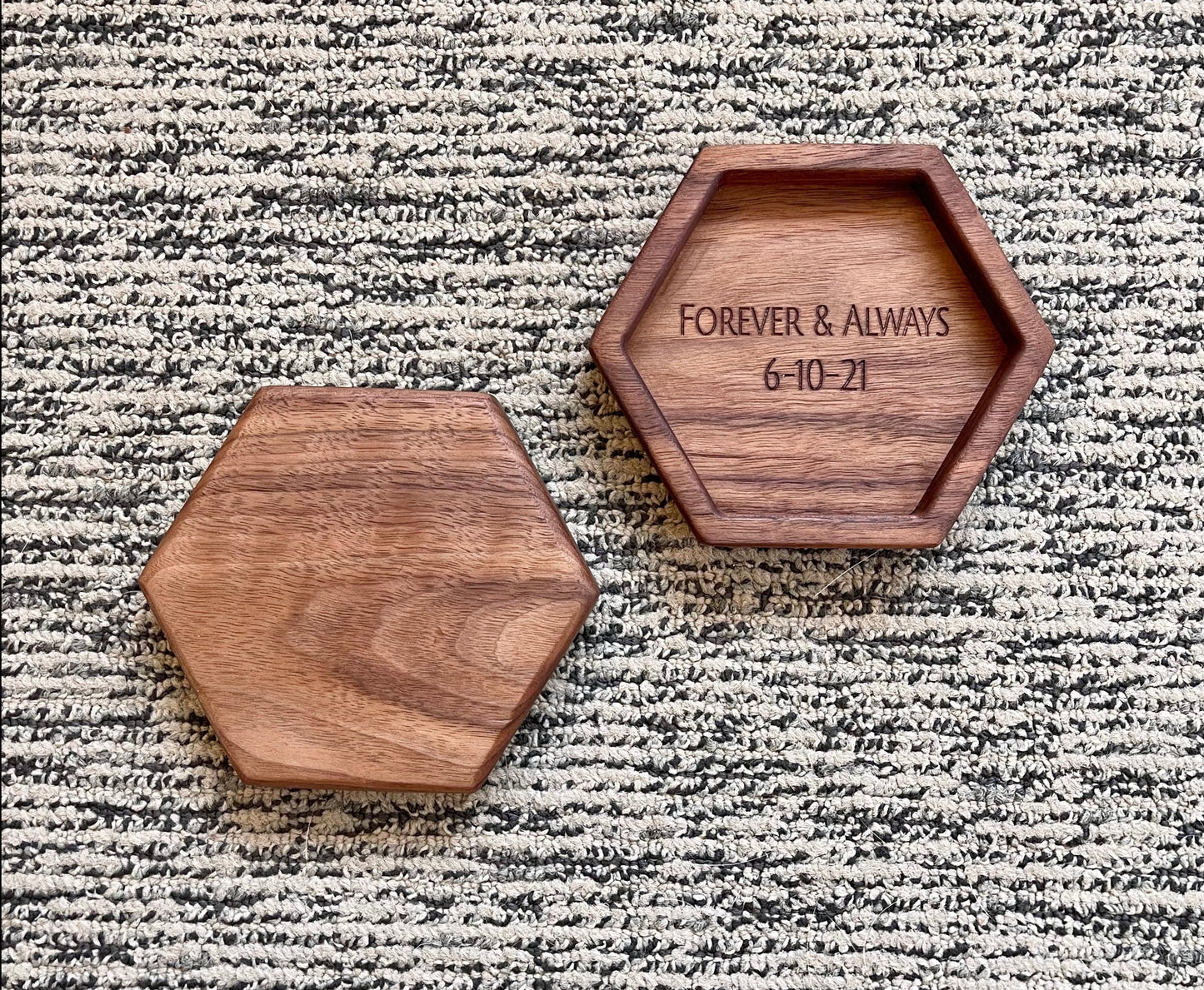 Personalized Hexagon Ring Tray