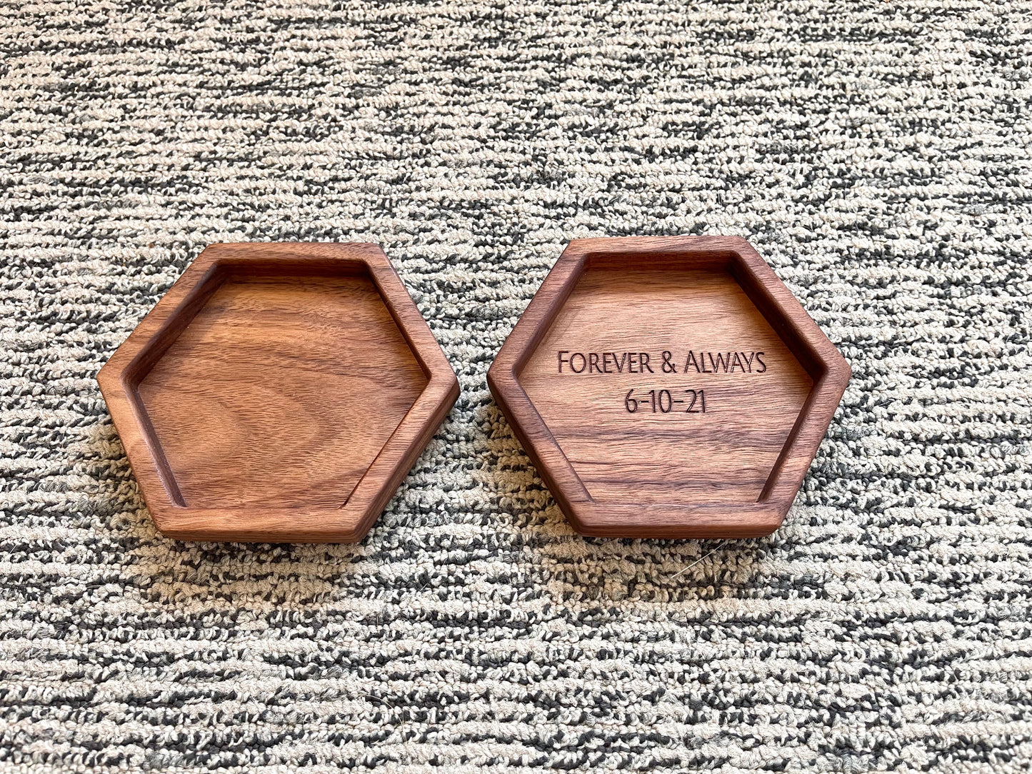 Personalized Hexagon Ring Tray