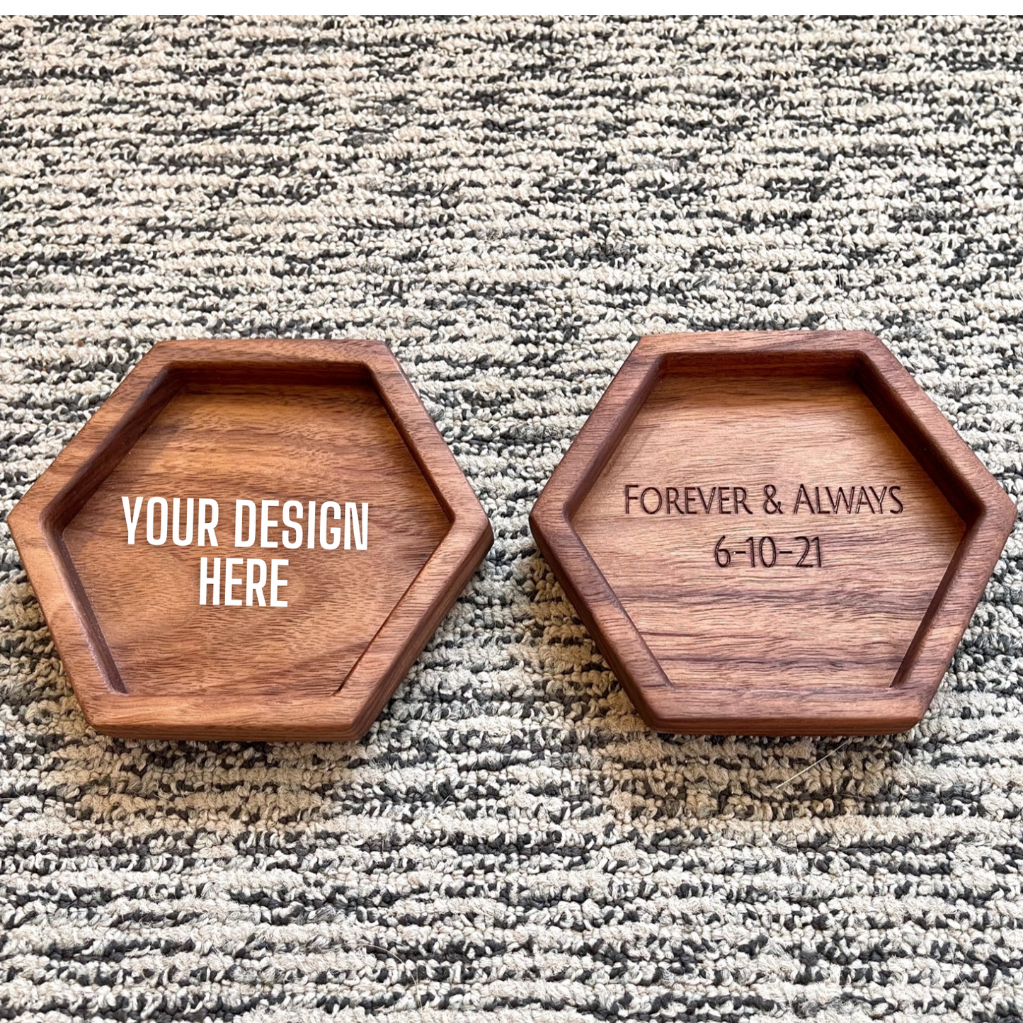 Personalized Hexagon Ring Tray